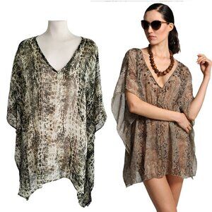 Snakeskin Animal Print Kimono Top Sheer Artsy Coverup with Loads of Style! OS